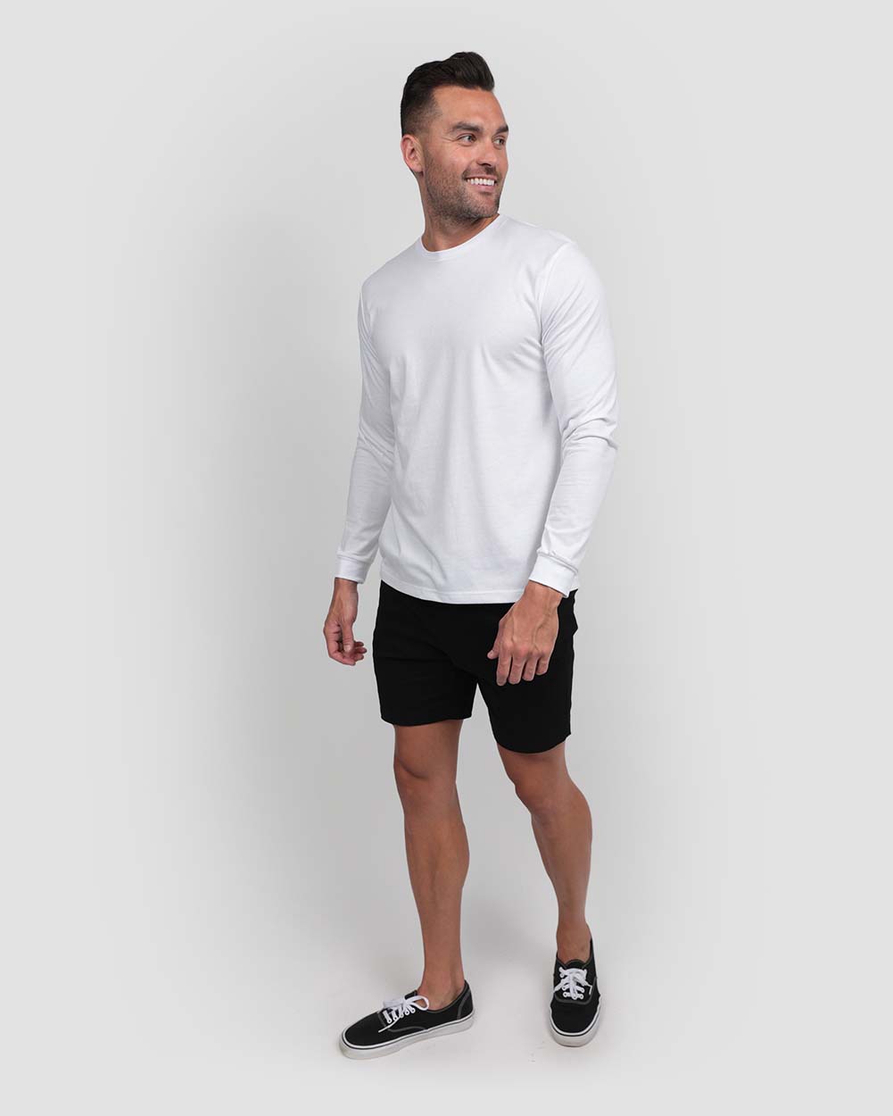 Long Sleeve Tee-White-Regular-Full--Model---L