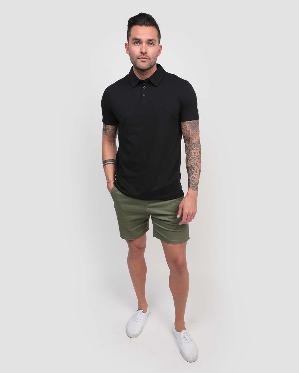 Polo - Tall - Non-Branded-Black-Regular-Full--Model---L