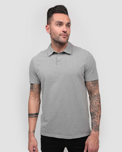 Polo - Tall - Non-Branded-Grey-Regular-Front--Model---L