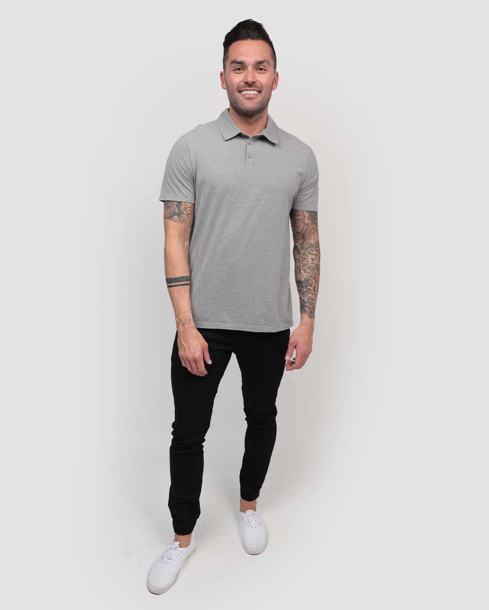 Polo - Tall - Non-Branded-Grey-Regular-Full--Model---L