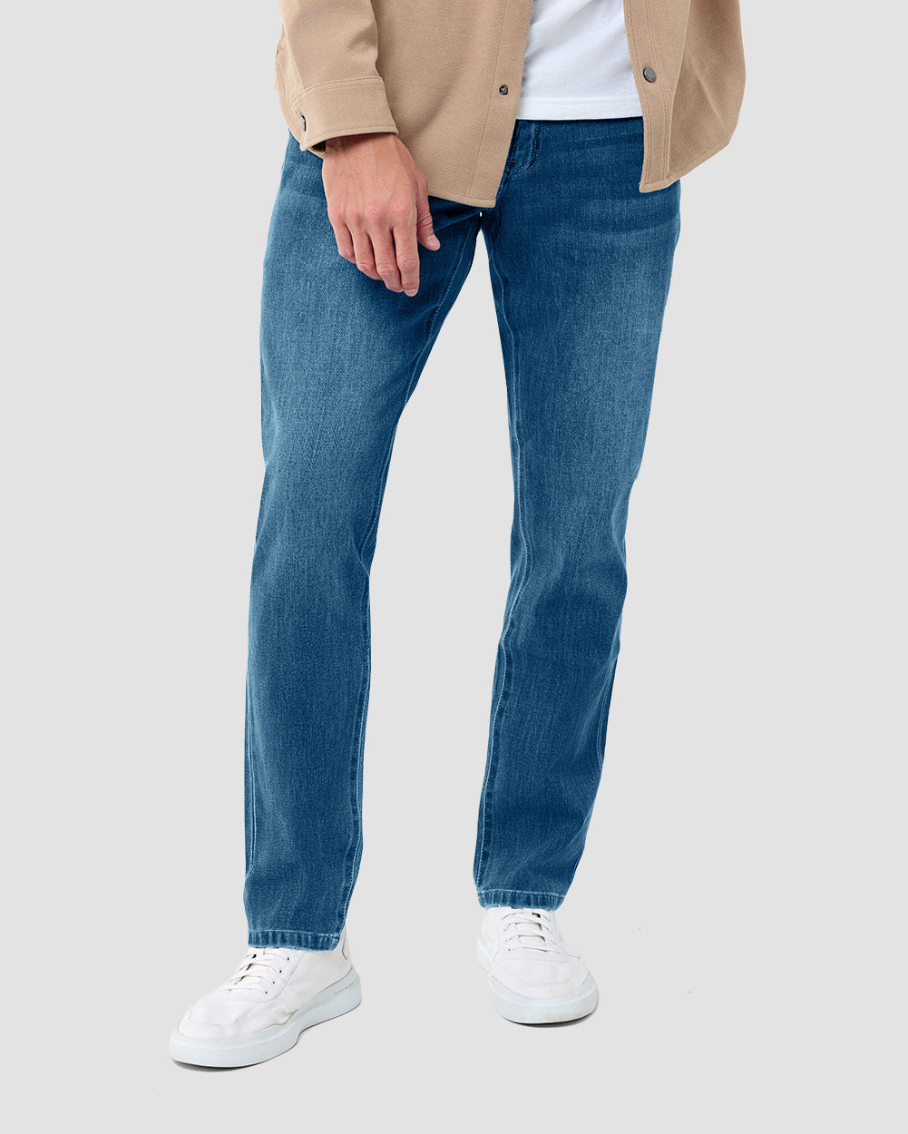 Legacy Stretch Denim Jeans-Medium Indigo-32"-Regular-Front--Model---32