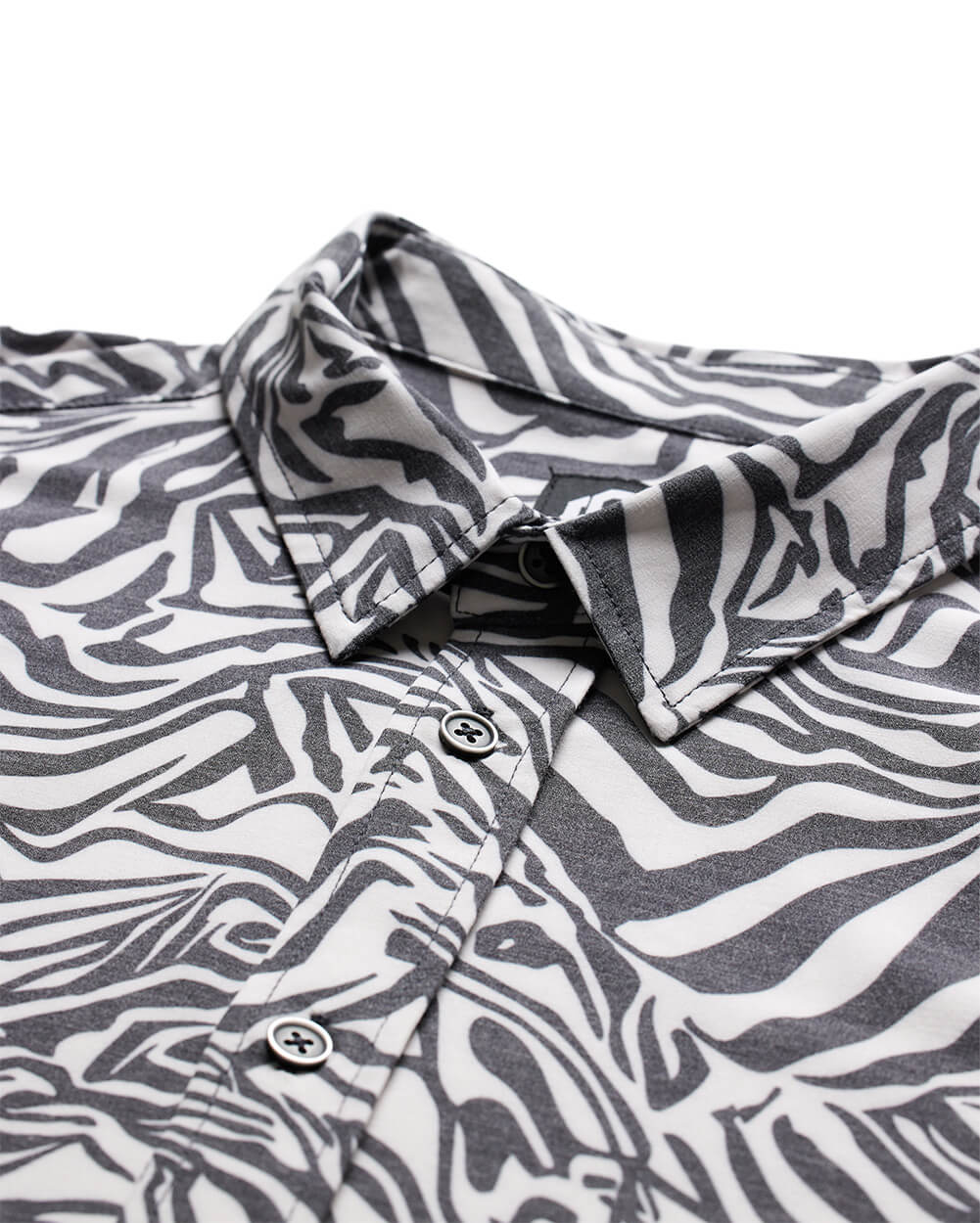 Relaxed Button Up - Non-Branded-Black Beige Animal-Regular-Detail 3--Alex---M