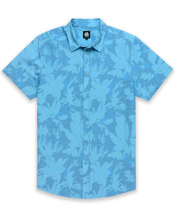 Relaxed Button Up - Non-Branded-Blue Abstract Floral-Regular-Mock--Clayton---M