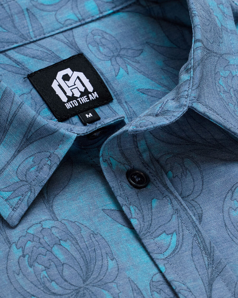 Relaxed Button Up - Non-Branded-Blue Tonal Floral-Regular-Detail--Clayton---M