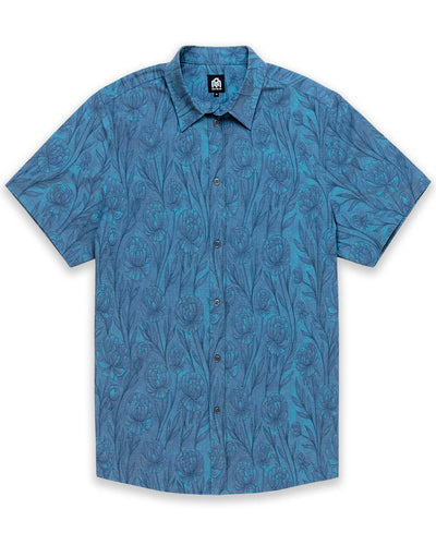 Relaxed Button Up - Non-Branded-Blue Tonal Floral-Regular-Mock--Clayton---M