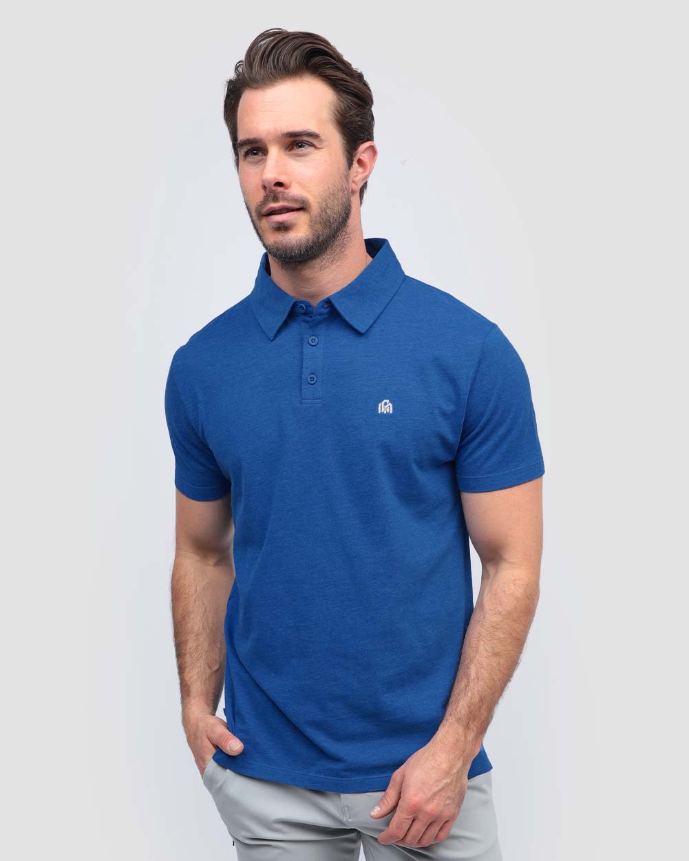 Polo - Branded-Royal Blue-Front--Alex---M-Regular