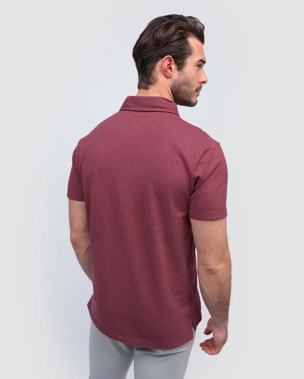 Polo - Tall - Non-Branded-Maroon-Regular-Back--Model---L