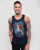 Mystic Geisha Tank-Navy-Regular-Front--Model---L