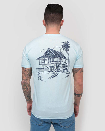 Beach Bungalow Tee-Light Blue-Regular-Back--Model---L