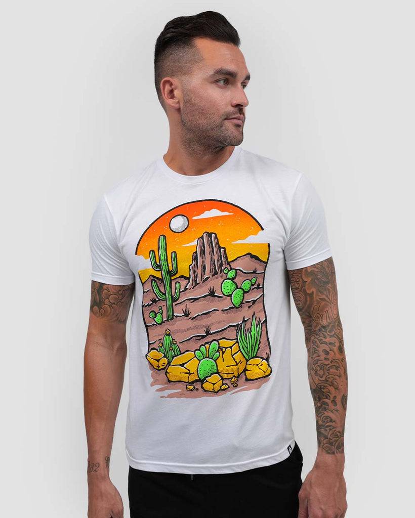 Desert Dawn Tee-White-Front--Zach---L