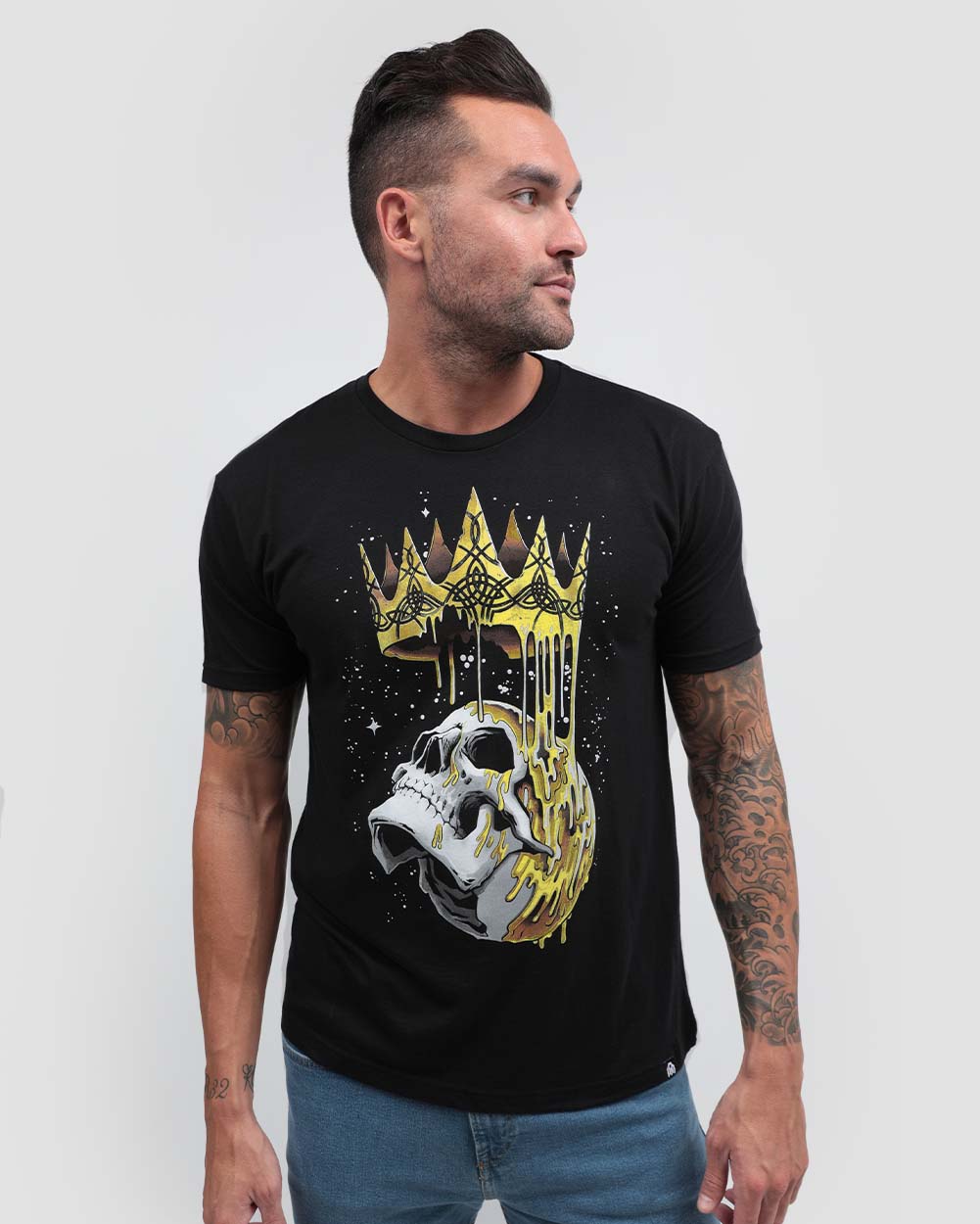Fallen King Tee-Black-Regular-Front--Model---L