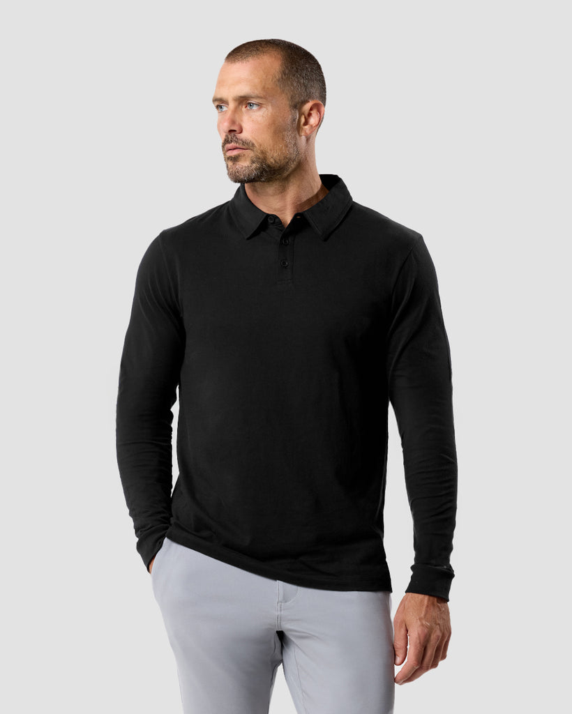 Long Sleeve Polo - Non-Branded-Black-Regular-Front--Zac---L