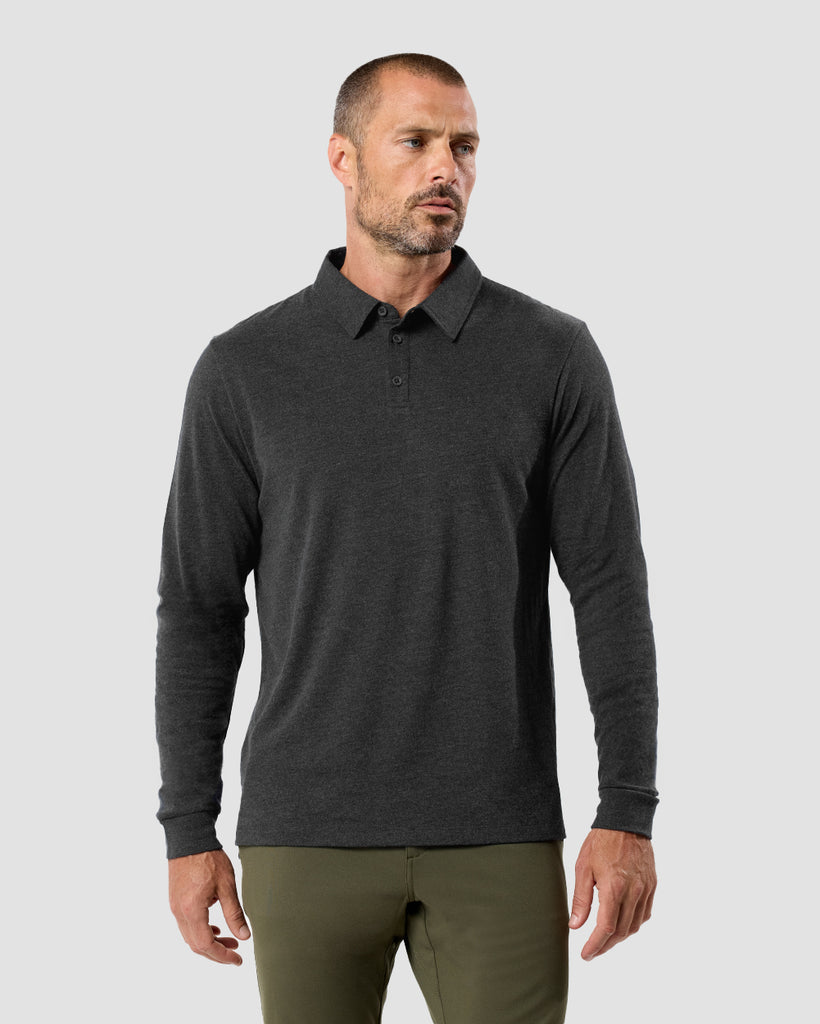 Long Sleeve Polo - Non-Branded-Charcoal-Regular-Front--Zac---L