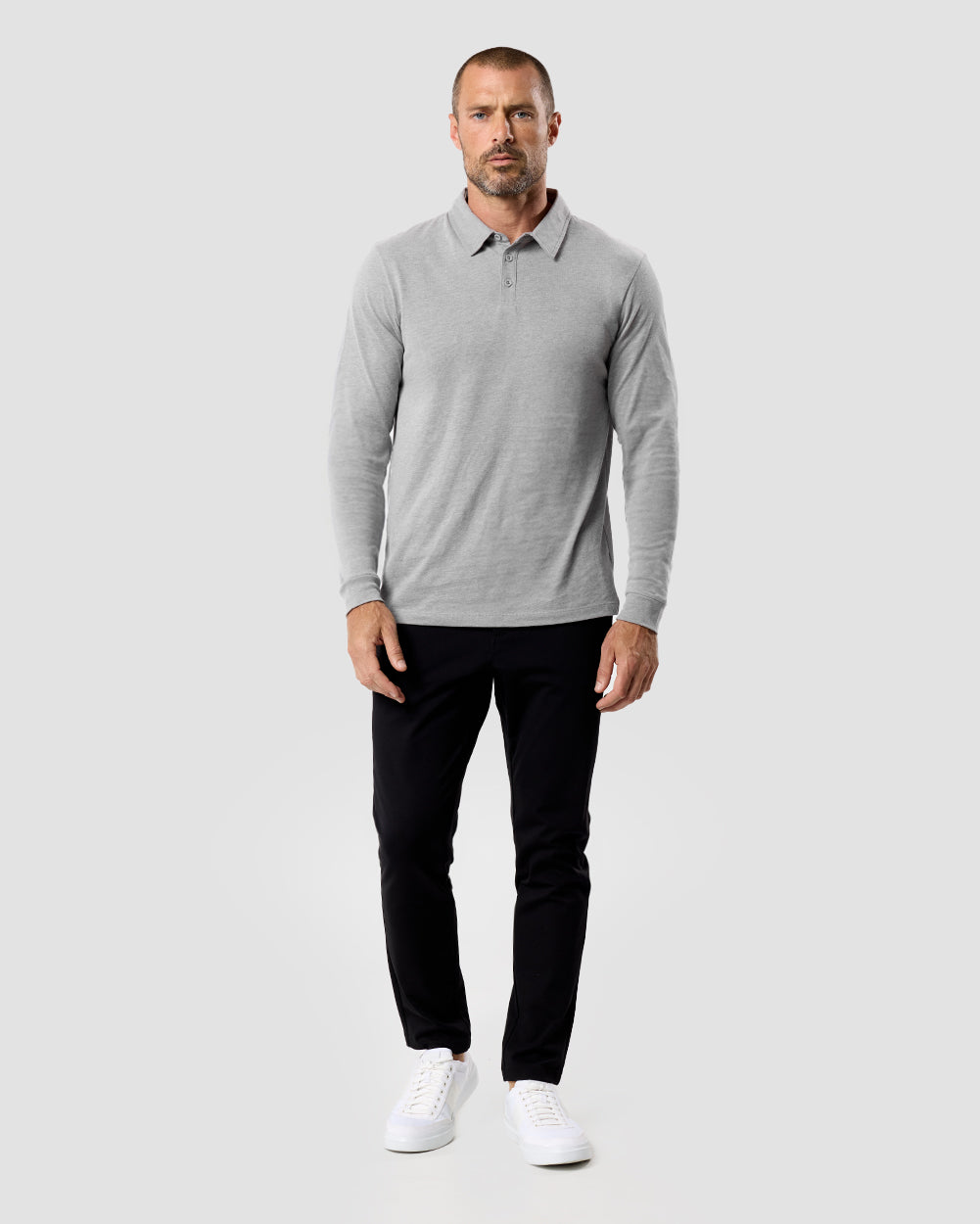 Long Sleeve Polo - Non-Branded-Grey-Reg-Regular-Full--Zac---L