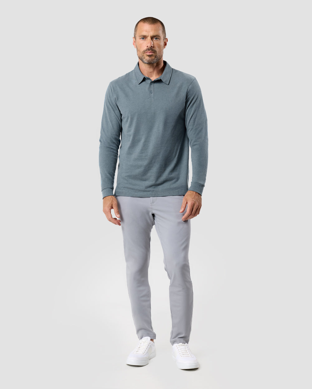 Long Sleeve Polo - Non-Branded-Indigo-Reg-Regular-Full--Zac---L