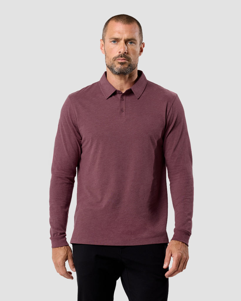 Long Sleeve Polo - Non-Branded-Maroon-Regular-Front--Zac---L