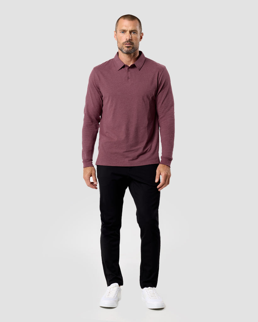 Long Sleeve Polo - Non-Branded-Maroon-Regular-Full--Zac---L