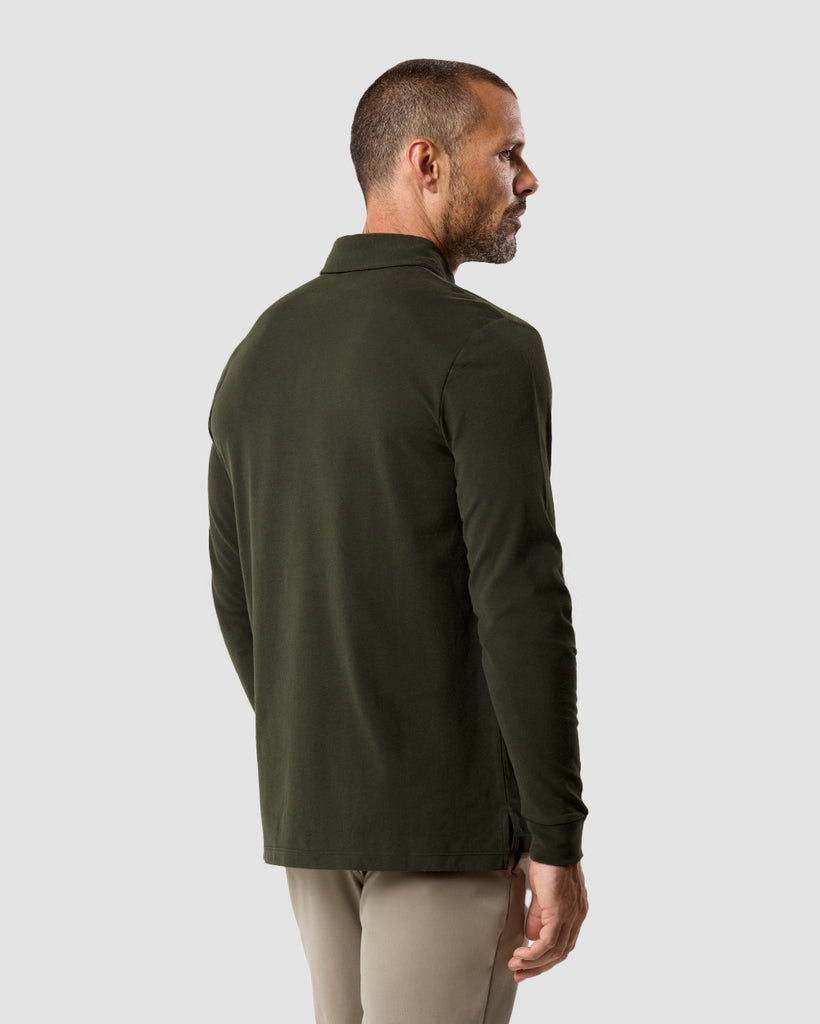 Long Sleeve Polo - Non-Branded-Midnight Olive-Regular-Back--Zac---L