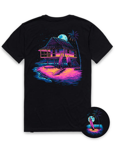 Moonlit Bungalow Tee-Black--Regular-Mock--Model---L