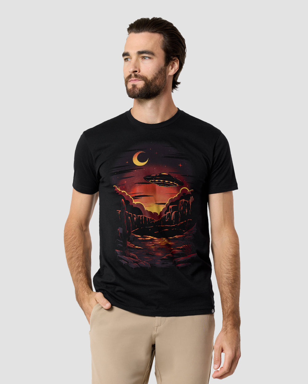 Moonlit Arrival Tee-Black-Regular-Front--Model---L