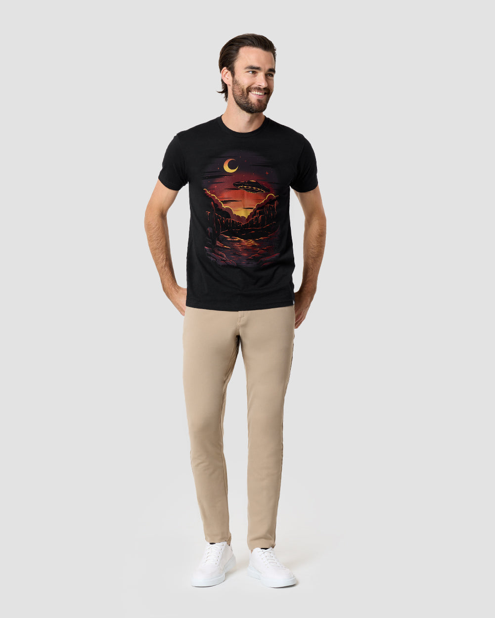 Moonlit Arrival Tee-Black-Regular-Full--Model---L