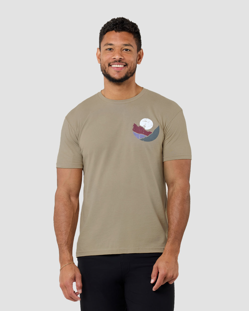Moonlit Valley Tee-Heather Tan-Regular-Front--Model---L