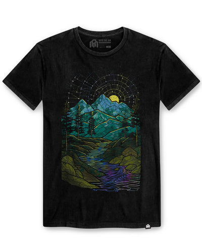 Mountain Mosaic Vintage Tee-Vintage Black-Regular-Mock--Model---L