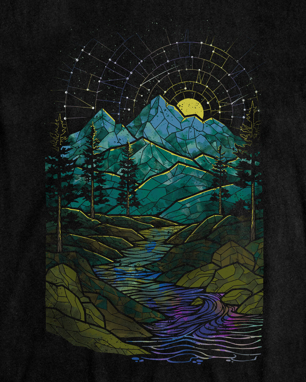 絵画　【Mountain Mosaic】　ロバート・A・ティノ Mountain Mosaic Vintage Tee – INTO THE AM