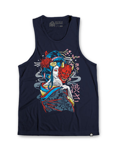 Mystic Geisha Tank-Navy-Regular-Mock--Model---L