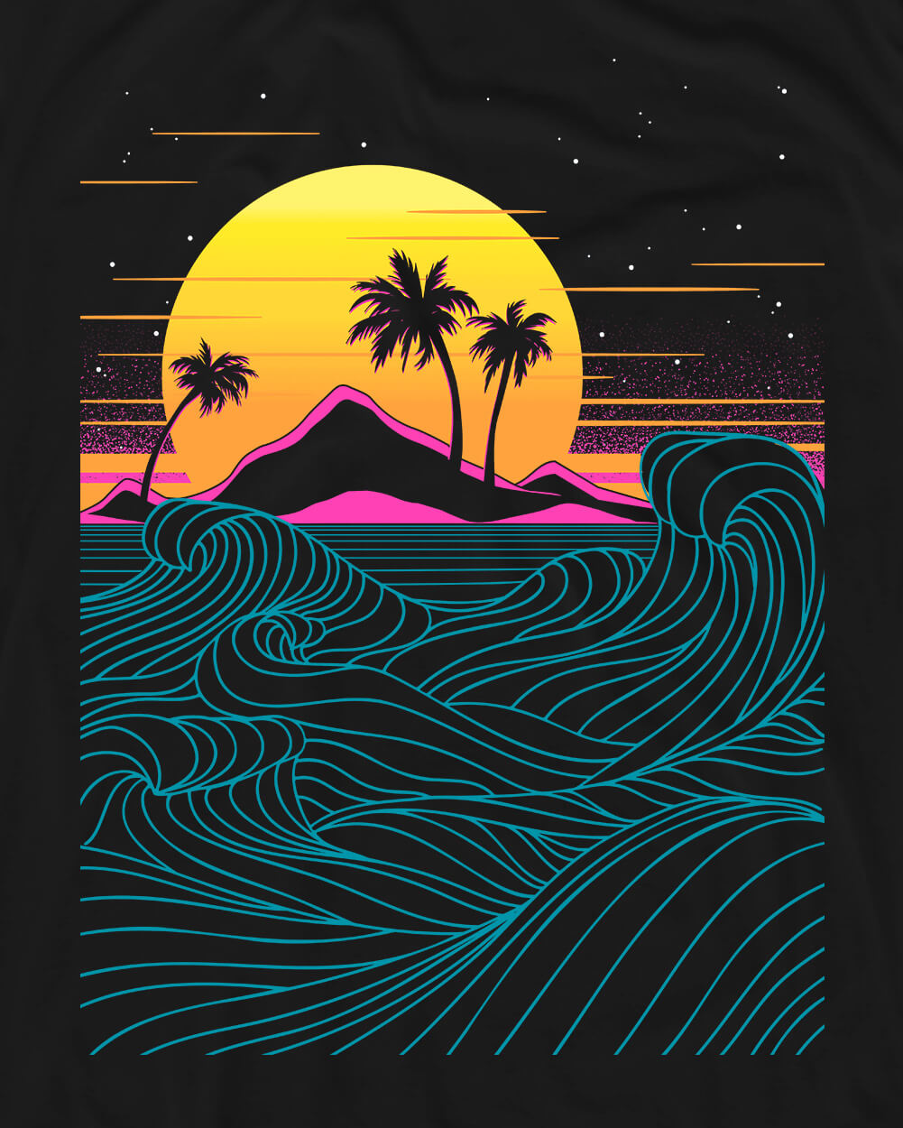 Neon Coast Glow-in-the-Dark Tee-Black-Regular-Swatch--Model---L