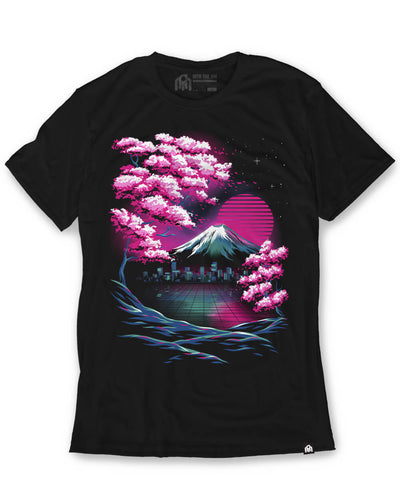 Neon Horizon Tee-Black-Regular-Mock--Model---L