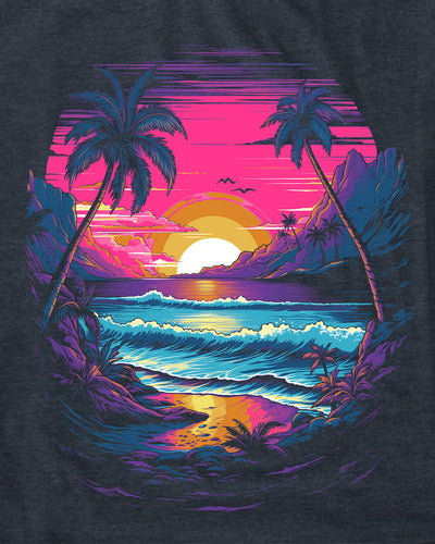 Neon Shores II Tee-Navy-Regular-Swatch--Model---L