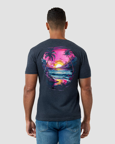 Neon Shores II Tee-Navy-Regular-Back--Model---L