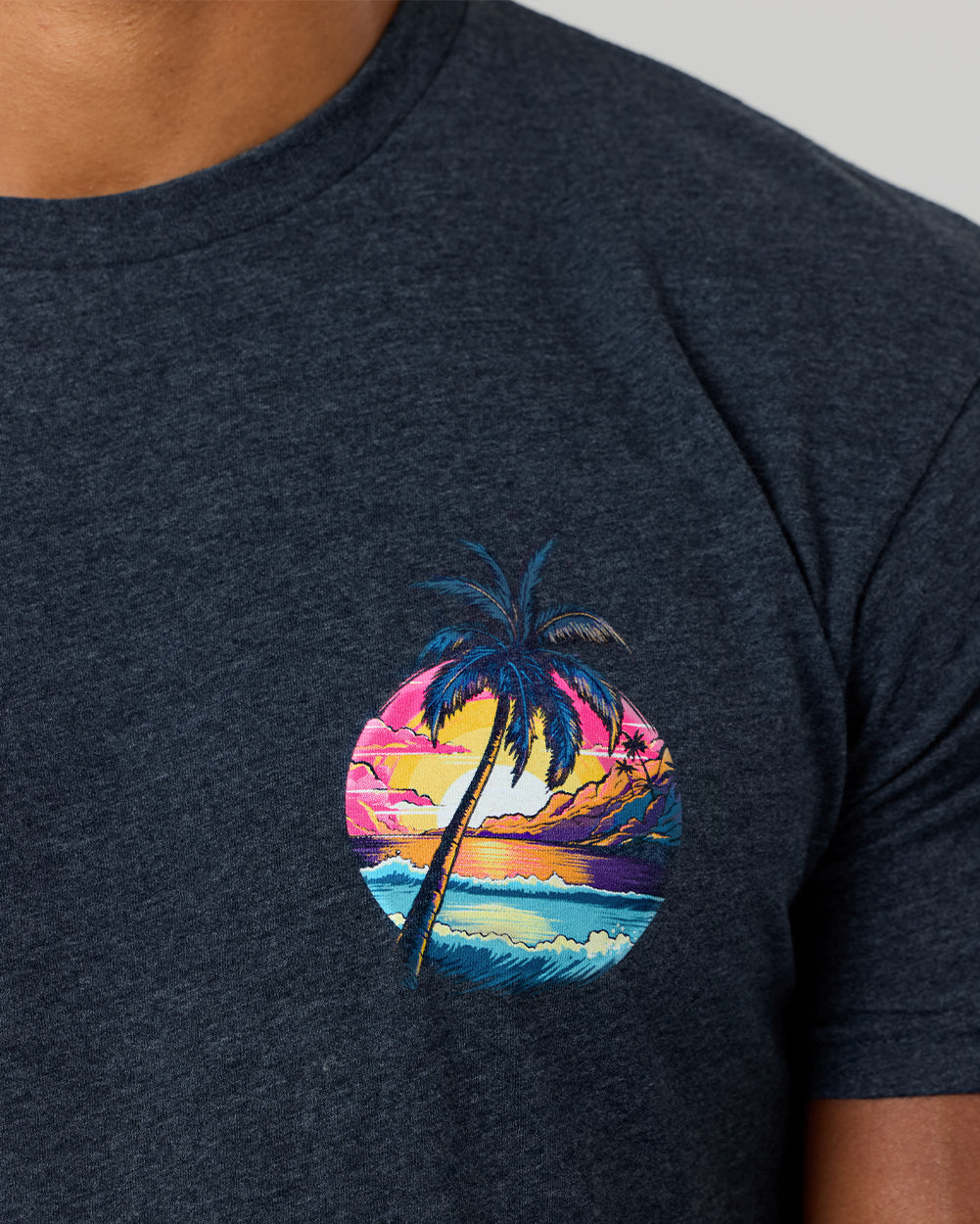 Neon Shores II Tee-Navy-Regular-Detail--Model---L