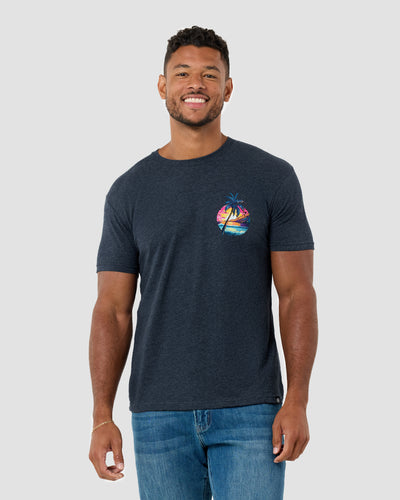 Neon Shores II Tee-Navy-Regular-Front--Model---L