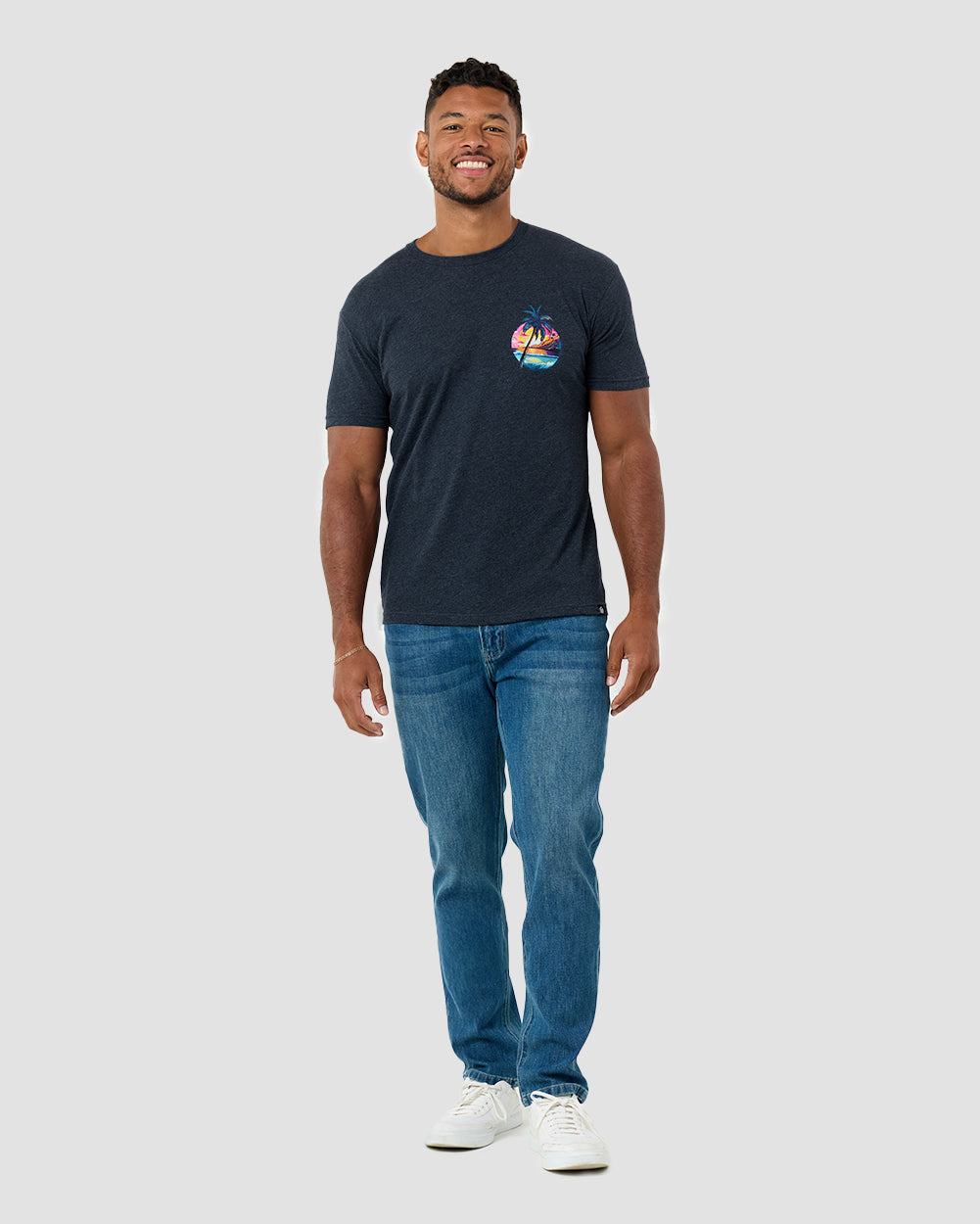 Neon Shores II Tee-Navy-Regular-Full--Model---L