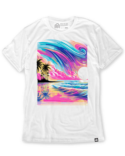 Neon Waves Tee-White-Regular-Mock--Model---M