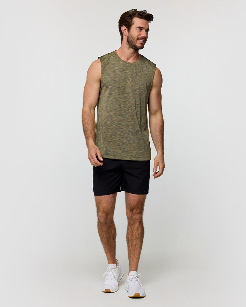 Performance Muscle Tank - Non-Branded-Olive Green-Regular-Full--Alex---M