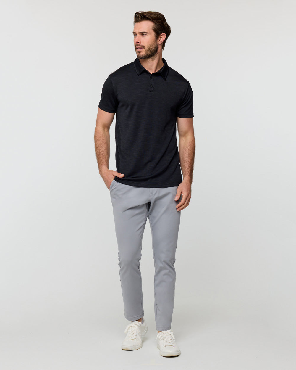 Performance Polo - Non-Branded-Black-Tall-Regular-Full--Model---L