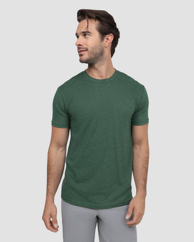 Basic Tee - Non-Branded-Heather Forest Green-Reg-Regular-Front--Model---M