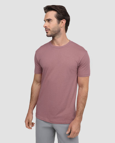 Basic Tee - Non-Branded-Heather Mauve-Reg-Regular-Front--Model---M