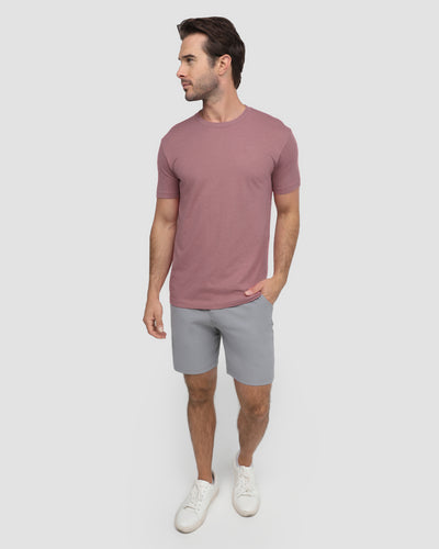 Basic Tee - Non-Branded-Heather Mauve-Reg-Regular-Full--Model---M