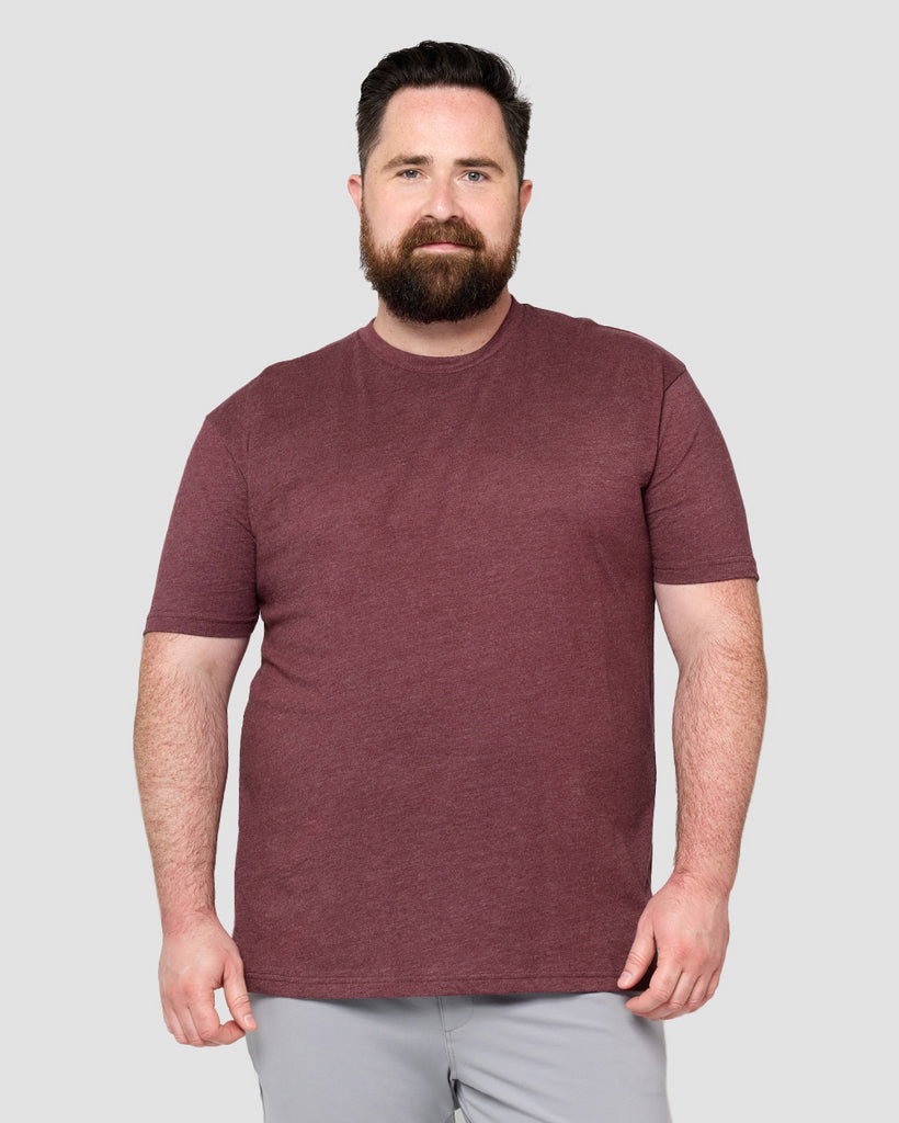 Basic Tee - Non-Branded-Heather Maroon-Front--Ross---2XL