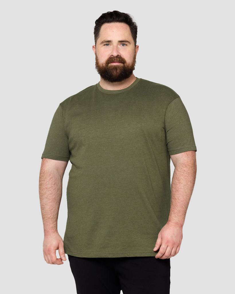 Basic Tee - Non-Branded-Olive Green-Front--Ross---2XL