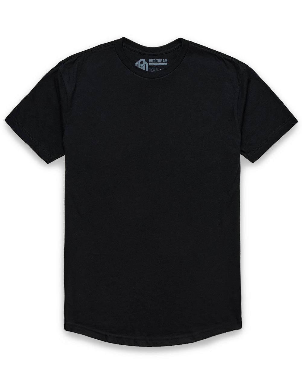 Curved Hem Tee-Black-Regular-Mock--Model---L