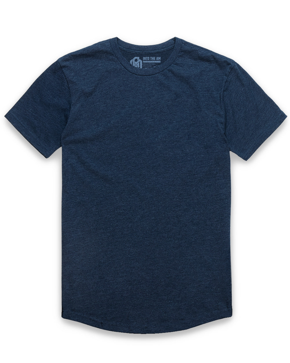 Curved Hem Tee-Navy-Regular-Mock--Model---L