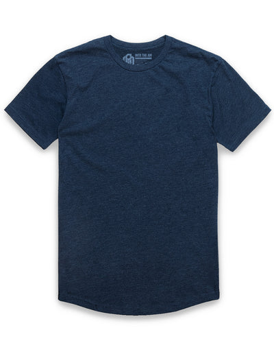 Curved Hem Tee-Navy-Regular-Mock--Model---L