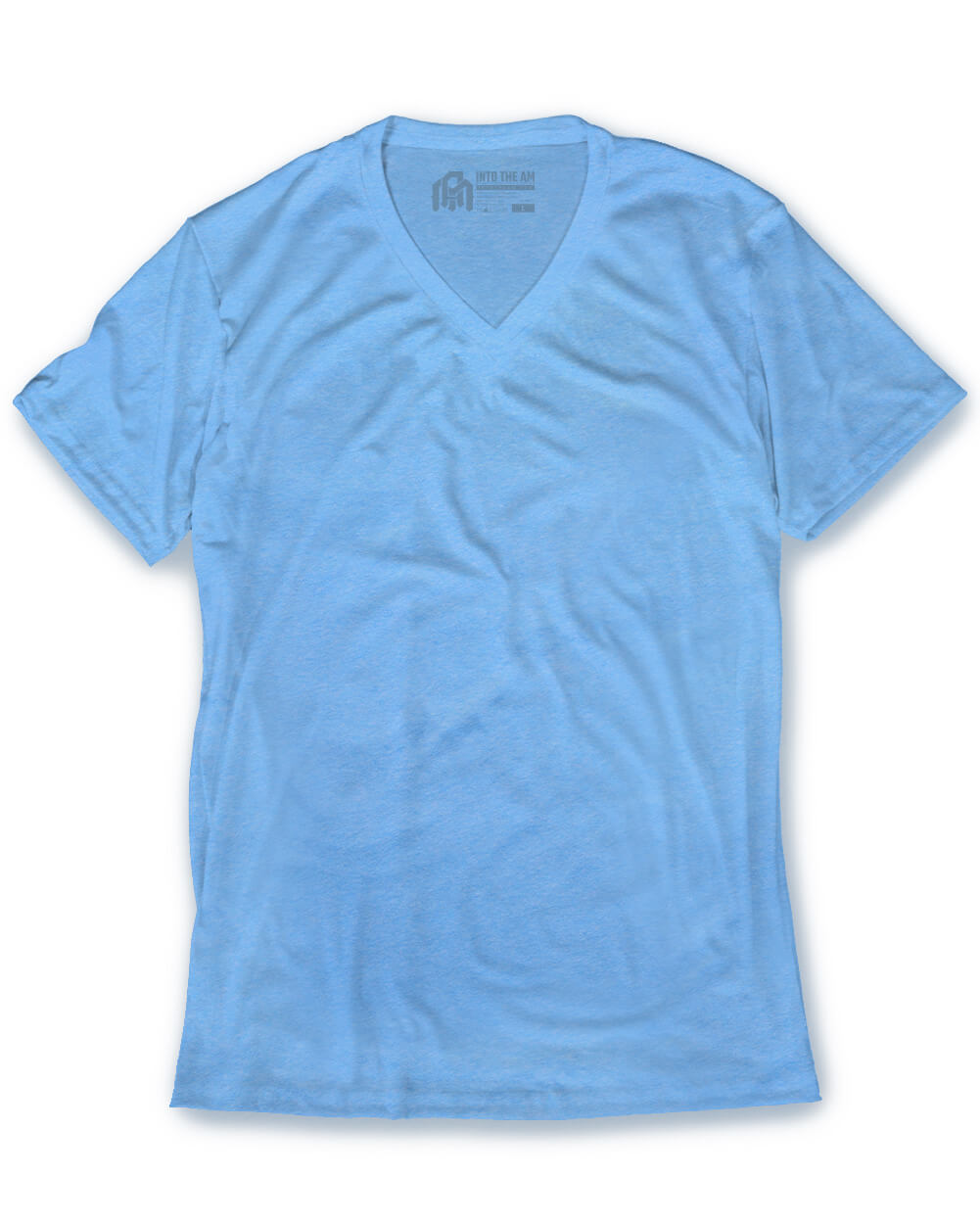 V-Neck Tee - Non-Branded-Heather Columbia Blue-Regular-Mock--Model---L