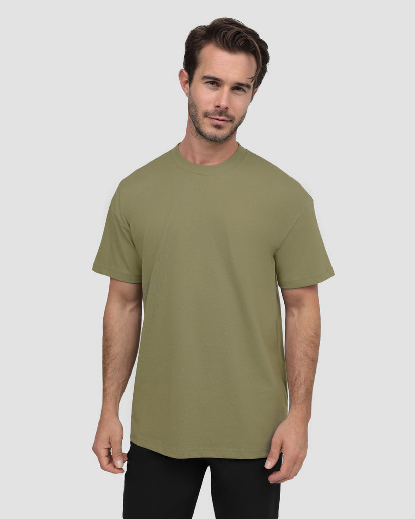 Heavyweight Tee-Light Olive-Front--Alex---M