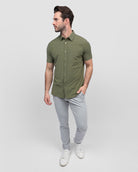Button Up - Non-Branded-Olive Green-Regular-Full--Model---L